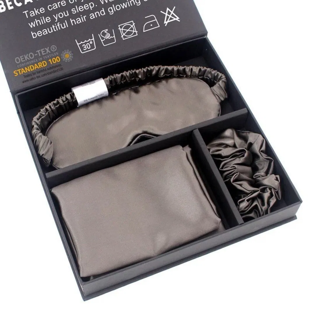 Wholesale Luxury Travel 6A Grade 100% Mulberry Silk Pillowcase with Eye Mask Silk Pillowcase Gift Set