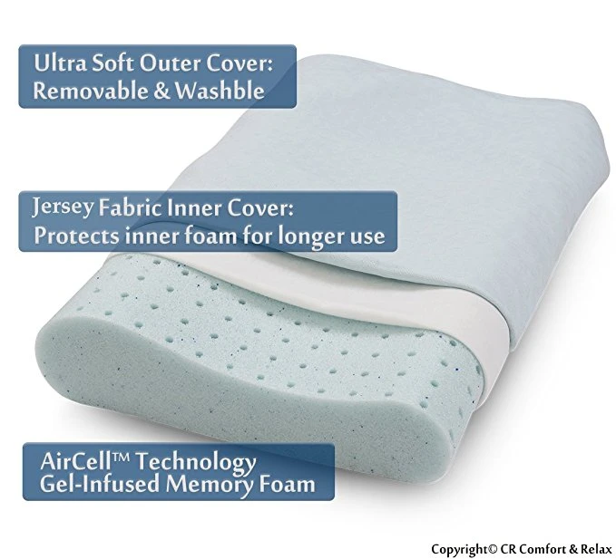 Gel Memory Foam Pillow with Ice Silk Cooling Feel Cover