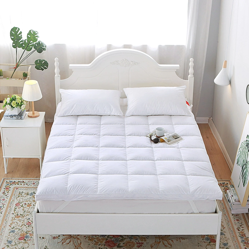 RDS White Washed Duck Down Elastic Bands Hotel Bed Mattress Topper Pad