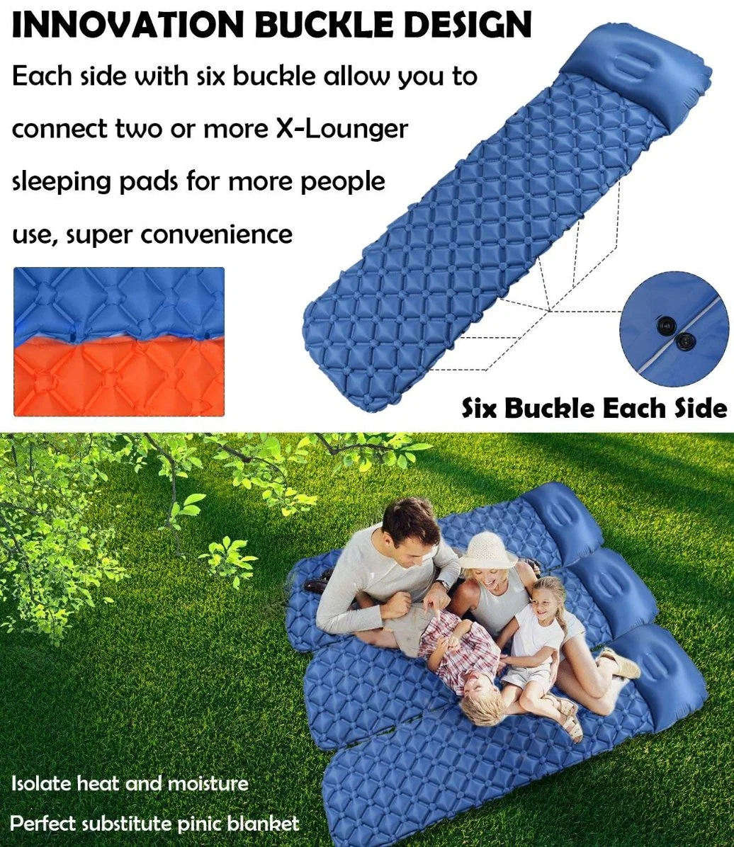Portable Ultralight Sleeping Pad Self Inflating Mattress Pad with Pillow Inflatable Compact Sleeping Mat Camping Sleeping Pad