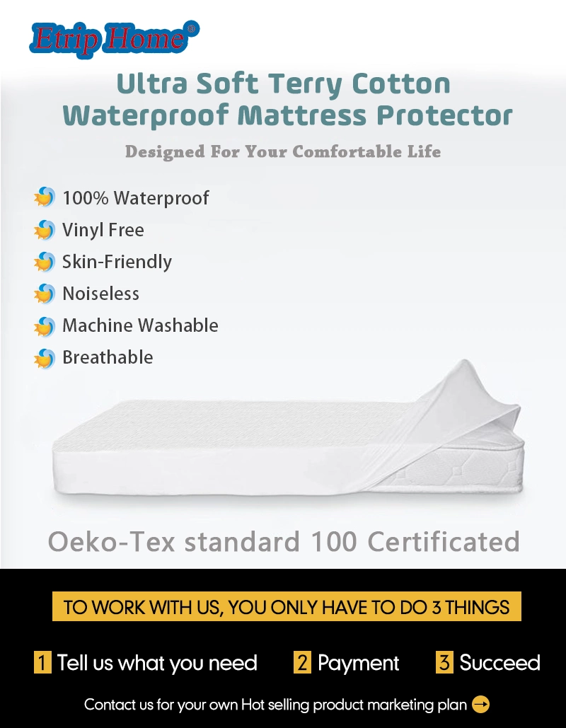Wholesale Customised Queen Memory Foam Hypoallergenic White Waterproof Terry Mattress Protector