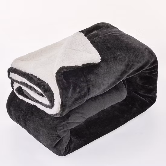 100% Polyester Two Ply Sherpa Fleece Lining Blanket Anti-Pilling Sofa Throw