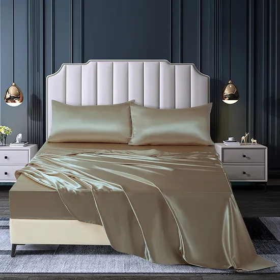 2024 Amazon Hot Sale Bedsheet Set Glossy Imitation Silk Sheet Set 
