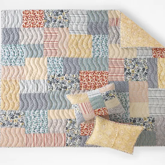 Mixed Print Patchwork Quilt Splicing Comforter Blockprint Sham and Duvet 