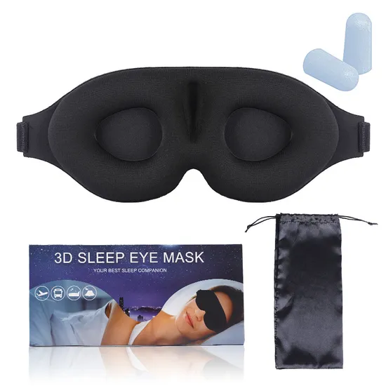 Custom Sleep Eye Mask High Quality 3D Contoured Slow Rebound Eyemask for Sleeping Travel Eye Mask Set 