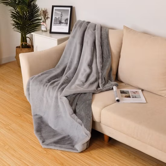 Wholesale Super 100%Polyester Blanket Soft Throw Solid Sherpa Throw Warm Blanket