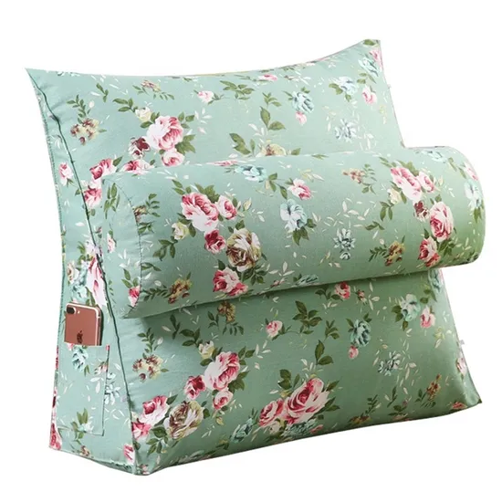 Flower Pattern Shredded Foam Backrest Pillow Wedge Shaped 