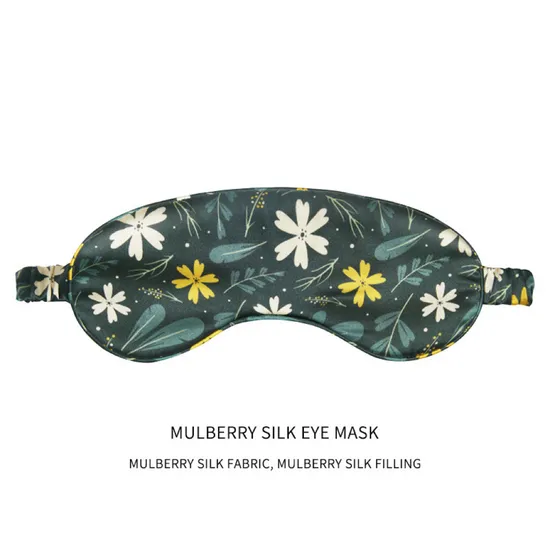 Pure Silk Sleep Eye Mask with Elastic Strap/Headband, Soft Silk Spray Printed Blindfold Sleep Double Layer Silk Filling Eyeshade for Nap Custom Size 