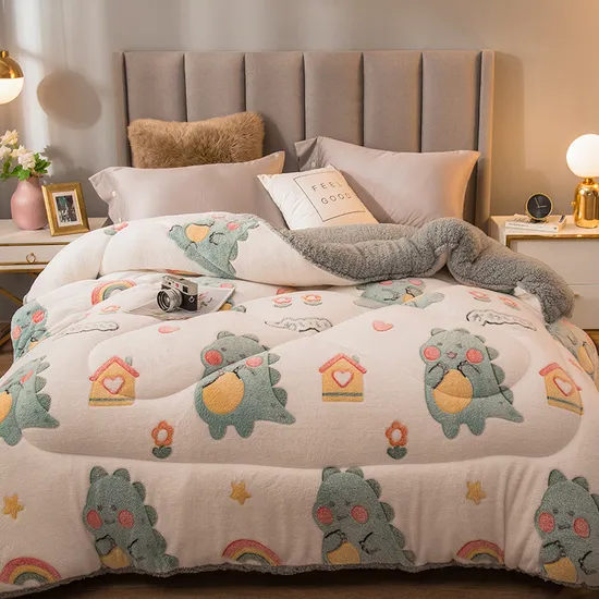 Thicken Double Side Milk Velvet Quilt Warm Winter Lamb Cashmere Wool Duvet Core for Home Bed 