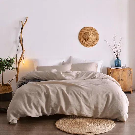 Super Soft Washing Natural Color French Linen Sheet Sets 