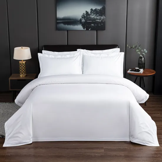 Wholesale Custom Color Packaging Bed Linen Plain Dyed Home Hotel Bed Flat Fitted Sheet Bedding Set 