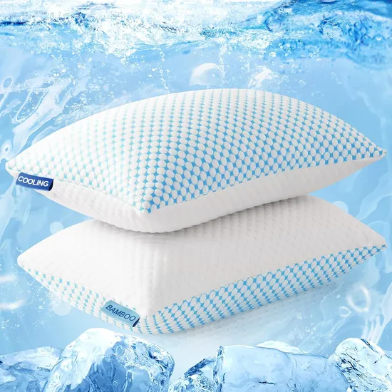 Cooling Bed Pillows, Shredded Memory Foam Pillow, Gel Infused Cool Foam Pillow, Adjustable Pillow for Sleeping 